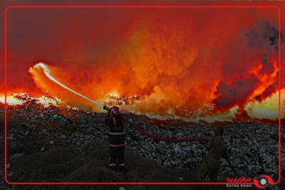 آتش‌سوزی گسترده در بزرگترین کوه زباله آسیا