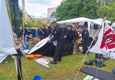 برچیدن کمپ اعتراضی حامیان فلسطین در برلین توسط پلیس - تسنیم