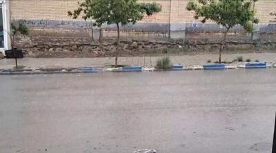 بارش شدید باران همراه با تگرگ در شهر بام آغاز شده است