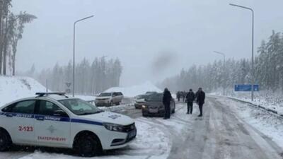 (ویدئو) بارش برف سنگین در روسیه