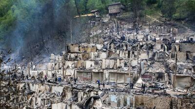 تخریب کامل ۱۲۰ ساختمان در حادثه آتش سوزی شفت