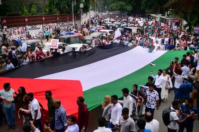 تظاهرات گسترده دانشجویان بنگلادشی علیه اسرائیل/ درخواست برای پایان جنایات در غزه