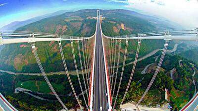 بلندترین پل جهان روی جنگل در چین ساخته شد + تصاویر
