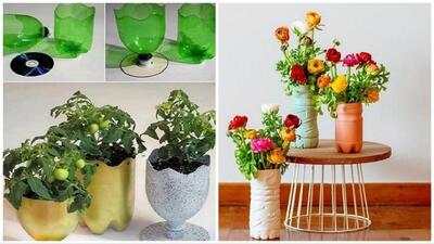 خودتان برای گل های خوشگلتون گلدان بسازید/غیر قابل باور اما این ۸ مدل گلدان شیک و با کلاس با بطری نوشابه و آب معدنی ساخته شده اند ! + عکس