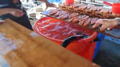 (ویدئو) ببینید تایوانی ها چگونه خاویار هزاران ماهی  کفال را فرآوری می کنند