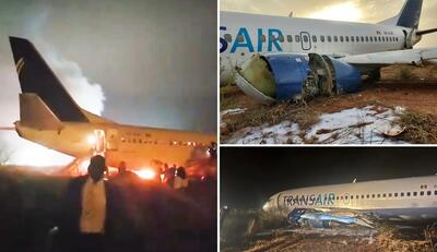 (ویدئو) خروج هواپیمای مسافربری از باند فرودگاه در سنگال
