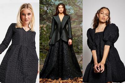 ۷ مدل لباس مجلسی شیک با پارچه ژاکارد مشکی؛ این لباس‌ها شما را لاغرتر و جذاب‌تر نشان می‌دهند - چی بپوشم
