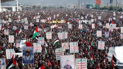 تظاهرات گسترده مردم یمن در حمایت از غزه+ فیلم