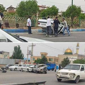 عکس | تصویری از دو سانحه عجیب رانندگی امروز در تبریز - عصر خبر