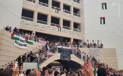 فیلم/ حمایت دانشجویان دانشگاه ژنو از فلسطین