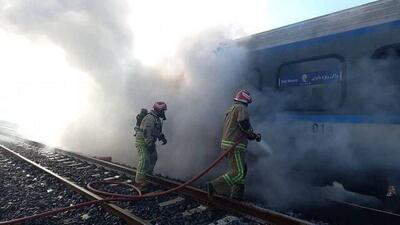 مصدومیت یک کارگر راه آهن در آتش‌سوزی قطار