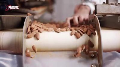 (ویدئو) فرآیند برداشت میلیون ها بادام و تولید شیر بادام در  کارخانه