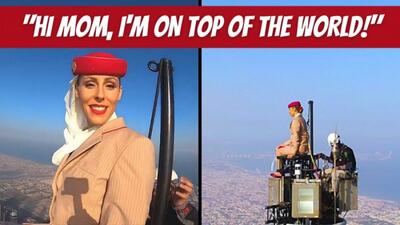 وحشتناک ترین تبلیغات دنیا | زنی که برای تبلیغ ۴ ساعت روی نوک برج خلیفه ایستاد