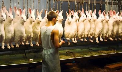 فراوری خرگوش؛ میلیون میلیون خرگوش رو آب و غذا میدن تا چاق بشه و بعد گوشتش بشه بریان