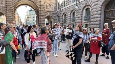تظاهرات حمایت از فلسطین مقابل پارلمان سوئد