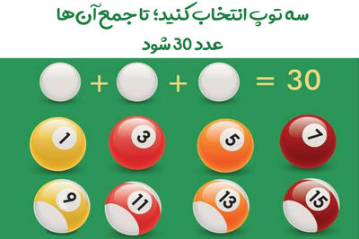 معمای ریاضی: سه توپ صحیح رو انتخاب کن تا جمع آنها ۳۰ شود! - خبرنامه