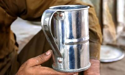 نحوه ساخت لیوان استیل زیبای دست ساز با ضایعات فولادی (فیلم)