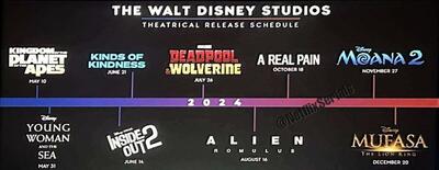 جدول اکران فیلم‌های والت دیزنی در سال 2024