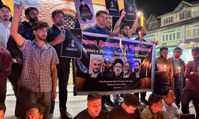 عزاداری مردم کشمیر برای شهدای ایران (فیلم)