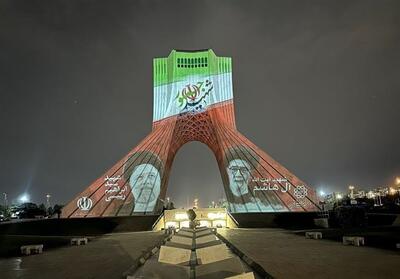 نقش شهید جمهور روی برج آزادی - تسنیم