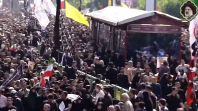 مراسم تشییع پیکرهای رئیس جمهور و همراهان در تهران (فیلم)