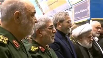 حضور سردار سلامی، سردار قاآنی و باقری کنی در مراسم تشییع شهدای خدمت در تهران