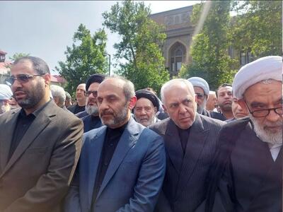علی لاریجانی و ظریف و عراقچی در مراسم وداع با وزیر خارجه/ فیلم