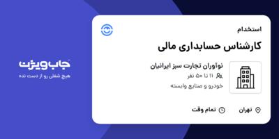 استخدام کارشناس حسابداری مالی در نوآوران تجارت سبز ایرانیان
