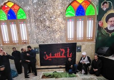 لحظه خاکسپاری سردار شهید مهدی موسوی در زادگاهش | ‌پیکر شهید موسوی در حرم عبدالعظیم آرام گرفت