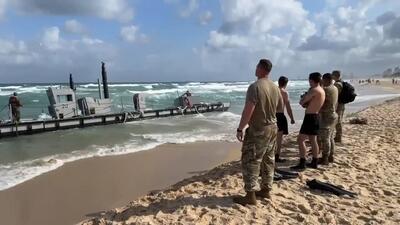اسکله نمایشی آمریکا در غزه از بین رفت (فیلم)