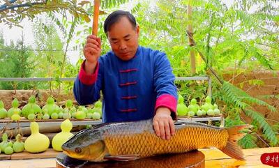 پخت یک ماهی بزرگ توسط عمو روستایی آشپز معروف چینی (فیلم)
