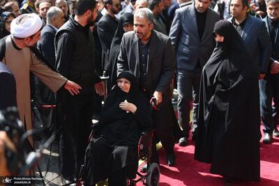دختر امام خمینی در مراسم تشییع امیرعبداللهیان