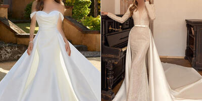 24 مدل لباس عروس دو دامنه اروپایی برای خانم‌هایی که می‌خواهند خاص‌ترین عروس دنیا شوند! - چی بپوشم