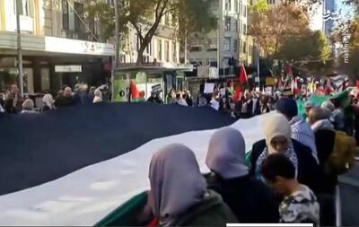فیلم/ تظاهرات گسترده حامیان فلسطین در خیابان‌های ملبورن استرالیا
