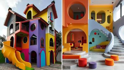 خانه بازی کودکان: رنگارنگ و خلاقانه (عکس)