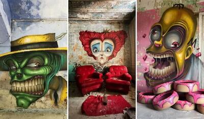 هنرمند خلاق با نقاشی های متفاوتش مکان های متروک را زیبا کرده است!