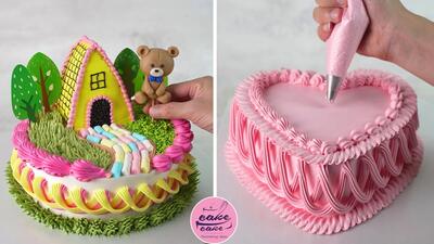 کیک خانه خرس کوچک ناز و قلبی را به سبک قنادی در خانه درست کنید!