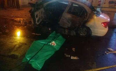 تصادف و آتش‌سوزی یک خودرو در شیراز