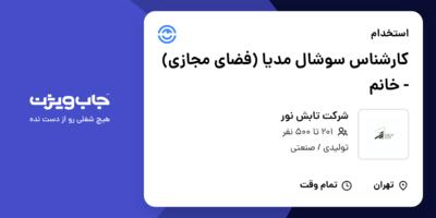 استخدام کارشناس سوشال مدیا (فضای مجازی) - خانم در شرکت تابش نور