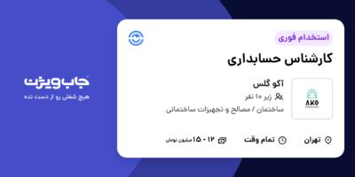 استخدام کارشناس حسابداری - خانم در آکو گلس