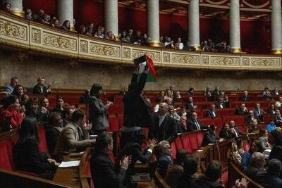 تعلیق جلسه پارلمان فرانسه در پی برافراشته شدن پرچم فلسطین