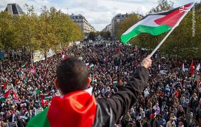فیلم/ حمایت گسترده پاریس‌نشینان از غزه