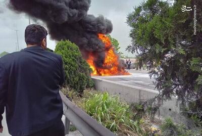 فیلم/ مرگ دلخراش سرنشین خودروی سواری میان شعله‌های آتش در ساری