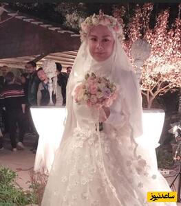 ژست امیریل ارجمند و همسرش یاسمینا باهر در روز عروسی شان برای عکاسی در باغ+عکس/ چه دسته گل خوشگلی نصیب عروس داریوش ارجمند شده😍