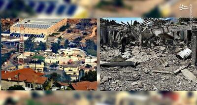 عکس مقر ارتش اسرائیل قبل و بعد از حمله راکتی حزب‌الله
