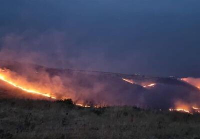 آتش سوزی گسترده در ارتفاعات جولان اشغالی