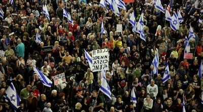(ویدئو) تجمع گسترده در تل‌آویو علیه نتانیاهو