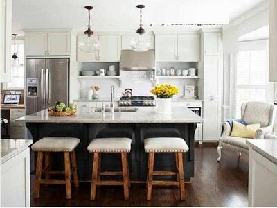 دکوراسیون آشپزخانه مدرن با دو رنگ سفید و مشکی/ تصاویر