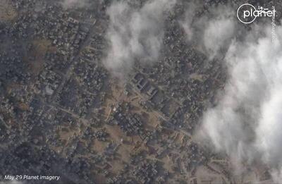 تصاویر هوایی از جبالیا قبل و بعد از حمله اسرائیل به غزه