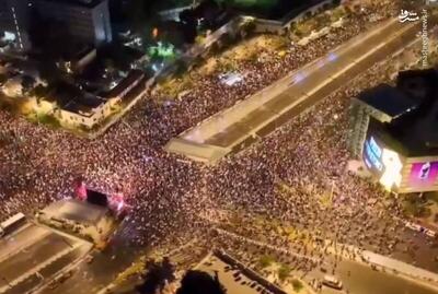تصاویر هوایی از تجمع هزاران نفر بر علیه نتانیاهو در تل آویو